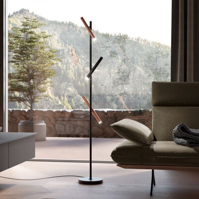 Musterring Calina LED-lattiavalaisin 3-os mattamusta/kahvi